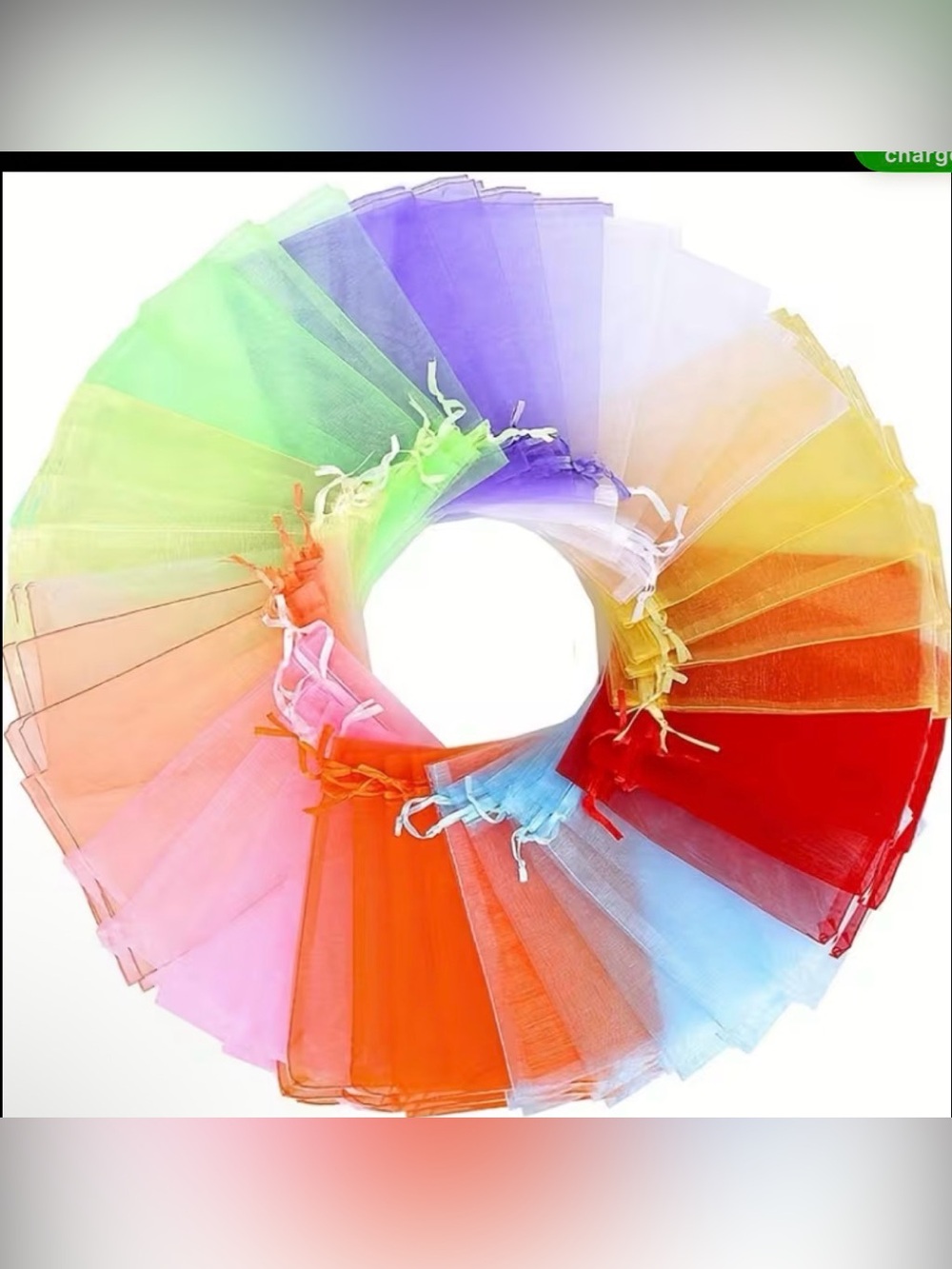 50 Assorted Rainbow Organza Gift Bags - Multi-Color Party Favor Pouches
